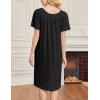 image:imageEkouaer Nightgowns for Women Short Sleeve House Dress with Pockets Soft Moomoo Pleated Mumu Dresses V Neck SleepwearBlack