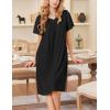 image:imageEkouaer Nightgowns for Women Short Sleeve House Dress with Pockets Soft Moomoo Pleated Mumu Dresses V Neck SleepwearBlack