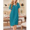 image:imageEkouaer Nightgowns for Women Short Sleeve House Dress with Pockets Soft Moomoo Pleated Mumu Dresses V Neck SleepwearBlue Green