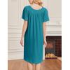 image:imageEkouaer Nightgowns for Women Short Sleeve House Dress with Pockets Soft Moomoo Pleated Mumu Dresses V Neck SleepwearBlue Green