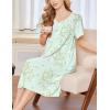 image:imageEkouaer Nightgowns for Women Short Sleeve House Dress with Pockets Soft Moomoo Pleated Mumu Dresses V Neck SleepwearGreen Floral