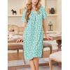 image:imageEkouaer Nightgowns for Women Short Sleeve House Dress with Pockets Soft Moomoo Pleated Mumu Dresses V Neck SleepwearGreen Flower