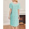 image:imageEkouaer Nightgowns for Women Short Sleeve House Dress with Pockets Soft Moomoo Pleated Mumu Dresses V Neck SleepwearGreen Flower