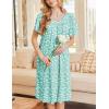 image:imageEkouaer Nightgowns for Women Short Sleeve House Dress with Pockets Soft Moomoo Pleated Mumu Dresses V Neck SleepwearGreen Flower