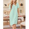 image:imageEkouaer Nightgowns for Women Short Sleeve House Dress with Pockets Soft Moomoo Pleated Mumu Dresses V Neck SleepwearLight Green