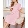 image:imageEkouaer Nightgowns for Women Short Sleeve House Dress with Pockets Soft Moomoo Pleated Mumu Dresses V Neck SleepwearLight Pink