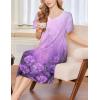 image:imageEkouaer Nightgowns for Women Short Sleeve House Dress with Pockets Soft Moomoo Pleated Mumu Dresses V Neck SleepwearLight Purple Flower
