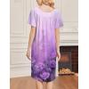 image:imageEkouaer Nightgowns for Women Short Sleeve House Dress with Pockets Soft Moomoo Pleated Mumu Dresses V Neck SleepwearLight Purple Flower