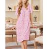 image:imageEkouaer Nightgowns for Women Short Sleeve House Dress with Pockets Soft Moomoo Pleated Mumu Dresses V Neck SleepwearPink Floral