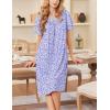 image:imageEkouaer Nightgowns for Women Short Sleeve House Dress with Pockets Soft Moomoo Pleated Mumu Dresses V Neck SleepwearPurple Floral