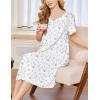 image:imageEkouaer Nightgowns for Women Short Sleeve House Dress with Pockets Soft Moomoo Pleated Mumu Dresses V Neck SleepwearPurple Flower