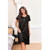image:imageEkouaer Nightgowns for Women with Pockets Button Front Short Sleeve House Dresses Floral Print Mumu DressBlack Butterfly Floral
