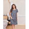 image:imageEkouaer Nightgowns for Women with Pockets Button Front Short Sleeve House Dresses Floral Print Mumu DressBlack Flower