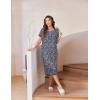 image:imageEkouaer Nightgowns for Women with Pockets Button Front Short Sleeve House Dresses Floral Print Mumu DressBlack Flower