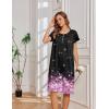 image:imageEkouaer Nightgowns for Women with Pockets Button Front Short Sleeve House Dresses Floral Print Mumu DressBlack Pink Floral
