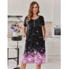 image:imageEkouaer Nightgowns for Women with Pockets Button Front Short Sleeve House Dresses Floral Print Mumu DressBlack Pink Floral