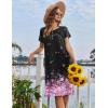 image:imageEkouaer Nightgowns for Women with Pockets Button Front Short Sleeve House Dresses Floral Print Mumu DressBlack Pink Floral