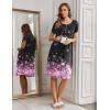 image:imageEkouaer Nightgowns for Women with Pockets Button Front Short Sleeve House Dresses Floral Print Mumu DressBlack Pink Floral