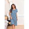 image:imageEkouaer Nightgowns for Women with Pockets Button Front Short Sleeve House Dresses Floral Print Mumu DressBlue