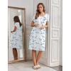 image:imageEkouaer Nightgowns for Women with Pockets Button Front Short Sleeve House Dresses Floral Print Mumu DressBlue Floral