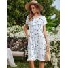 image:imageEkouaer Nightgowns for Women with Pockets Button Front Short Sleeve House Dresses Floral Print Mumu DressBlue Floral