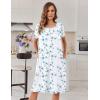 image:imageEkouaer Nightgowns for Women with Pockets Button Front Short Sleeve House Dresses Floral Print Mumu DressBlue Floral