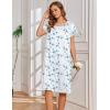image:imageEkouaer Nightgowns for Women with Pockets Button Front Short Sleeve House Dresses Floral Print Mumu DressBlue Floral