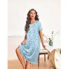 image:imageEkouaer Nightgowns for Women with Pockets Button Front Short Sleeve House Dresses Floral Print Mumu DressBlue Flower