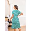 image:imageEkouaer Nightgowns for Women with Pockets Button Front Short Sleeve House Dresses Floral Print Mumu DressGreen
