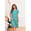 image:imageEkouaer Nightgowns for Women with Pockets Button Front Short Sleeve House Dresses Floral Print Mumu DressGreen