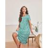 image:imageEkouaer Nightgowns for Women with Pockets Button Front Short Sleeve House Dresses Floral Print Mumu DressGreen Flower