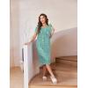 image:imageEkouaer Nightgowns for Women with Pockets Button Front Short Sleeve House Dresses Floral Print Mumu DressGreen Flower