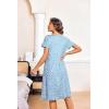 image:imageEkouaer Nightgowns for Women with Pockets Button Front Short Sleeve House Dresses Floral Print Mumu DressLight Blue