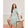 image:imageEkouaer Nightgowns for Women with Pockets Button Front Short Sleeve House Dresses Floral Print Mumu DressLight Green Daisy