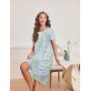 image:imageEkouaer Nightgowns for Women with Pockets Button Front Short Sleeve House Dresses Floral Print Mumu DressLight Green Daisy