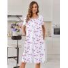 image:imageEkouaer Nightgowns for Women with Pockets Button Front Short Sleeve House Dresses Floral Print Mumu DressPink Floral