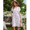 image:imageEkouaer Nightgowns for Women with Pockets Button Front Short Sleeve House Dresses Floral Print Mumu DressPink Floral