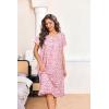 image:imageEkouaer Nightgowns for Women with Pockets Button Front Short Sleeve House Dresses Floral Print Mumu DressPink Flower