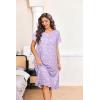 image:imageEkouaer Nightgowns for Women with Pockets Button Front Short Sleeve House Dresses Floral Print Mumu DressPurple