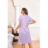 image:imageEkouaer Nightgowns for Women with Pockets Button Front Short Sleeve House Dresses Floral Print Mumu DressPurple