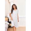 image:imageEkouaer Nightgowns for Women with Pockets Button Front Short Sleeve House Dresses Floral Print Mumu DressPurple Flower