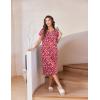 image:imageEkouaer Nightgowns for Women with Pockets Button Front Short Sleeve House Dresses Floral Print Mumu DressRed Flower