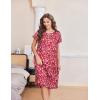 image:imageEkouaer Nightgowns for Women with Pockets Button Front Short Sleeve House Dresses Floral Print Mumu DressRed Flower