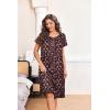 image:imageEkouaer Nightgowns for Women with Pockets Button Front Short Sleeve House Dresses Floral Print Mumu DressWine Red Floral