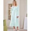 image:imageEkouaer Victorian Nightgown 100 Cotton Long Sleeve Vintage Old Fashioned Gown for WomenLight Blue