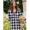 image:imageEkouaer Women Flannel Nightgown Full Length Boyfriend Nightshirt Plaid Long Sleep Dress with Button Loungewear SXXXLBlack Plaid