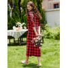 image:imageEkouaer Women Flannel Nightgown Full Length Boyfriend Nightshirt Plaid Long Sleep Dress with Button Loungewear SXXXLRed  Black Plaid
