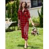 image:imageEkouaer Women Flannel Nightgown Full Length Boyfriend Nightshirt Plaid Long Sleep Dress with Button Loungewear SXXXLRed  Black Plaid