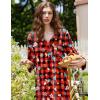 image:imageEkouaer Women Flannel Nightgown Full Length Boyfriend Nightshirt Plaid Long Sleep Dress with Button Loungewear SXXXLRed Christmas