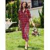 image:imageEkouaer Women Flannel Nightgown Full Length Boyfriend Nightshirt Plaid Long Sleep Dress with Button Loungewear SXXXLRed Plaid